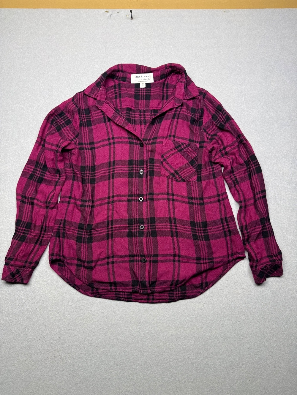 Anthropologie Button-Up Shirt Women S Pink Black Plaid